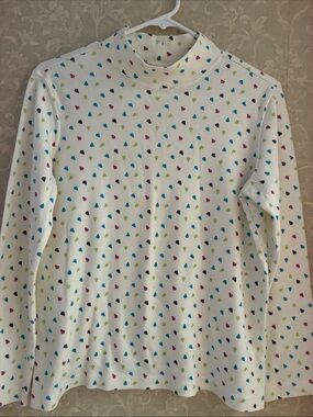 Blair White Mock Neck Long Sleeve Top with Multicolor Trees Print.